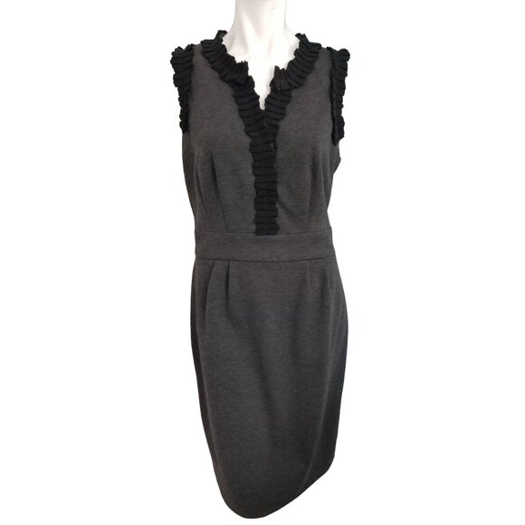 Just Taylor Ruffled Sheath Dress Sz 10 (Medium) Sleeveless Dress Gray - Picture 5 of 8